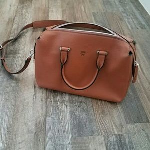 100% Authentic MCM cognac leather purse